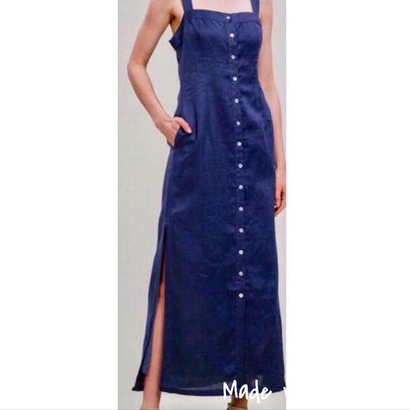 Dresses & Skirts - Linen Denim Navy Maxi Dress